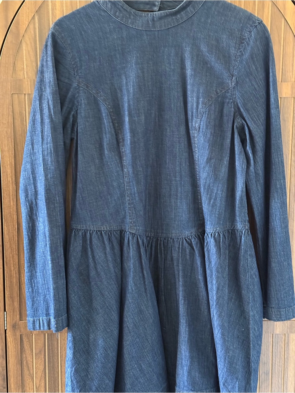 Anthropologie - Porridge Bell Sleeve Denim Mini Dress in Dark Blue